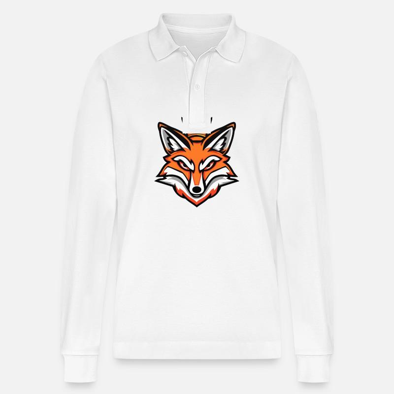 Fuchs Kopf Krone - Stanley/Stella Unisex Bio-Langarm-Poloshirt Prepster - Weiß