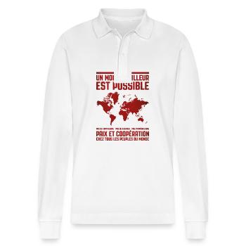 A Better World 2 - Stanley/Stella Organic Unisex Long-Sleeved Polo Shirt Prepster - white - Front - Anna (173cm) & Nico (186cm)