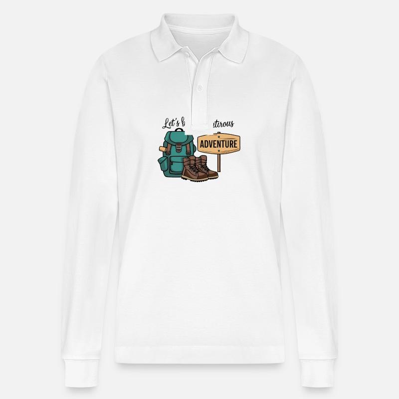 Lass uns abenteuerlich sein. - Stanley/Stella Unisex Bio-Langarm-Poloshirt Prepster - Weiß