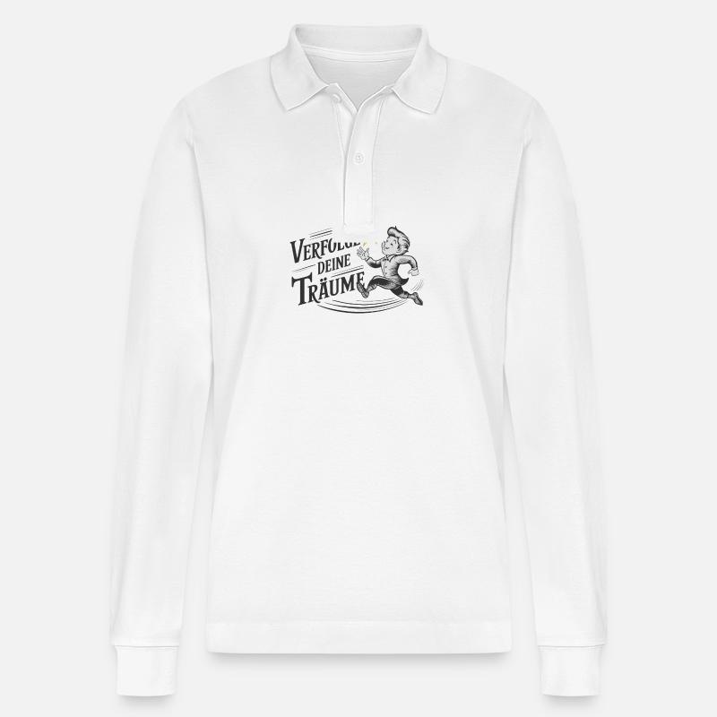 Verfolge deine Träume - Stanley/Stella Unisex Bio-Langarm-Poloshirt Prepster - Weiß