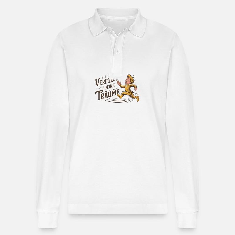 Verfolge deine Träume - Stanley/Stella Unisex Bio-Langarm-Poloshirt Prepster - Weiß