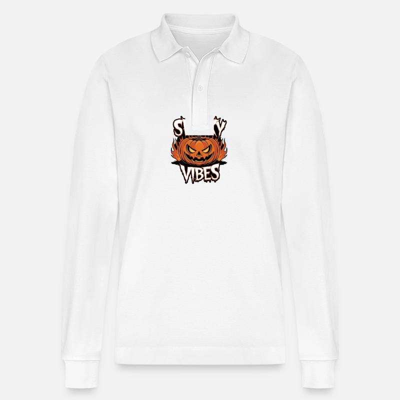 Spooky Jack-o'-lantern – Spooky Vibes - Polo à manches longues bio PREPSTER Stanley/Stella Unisexe - blanc