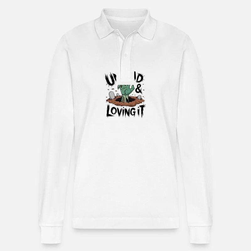 Zombie-Hand - Undead & Loving It - Stanley/Stella Unisex Bio-Langarm-Poloshirt Prepster - Weiß