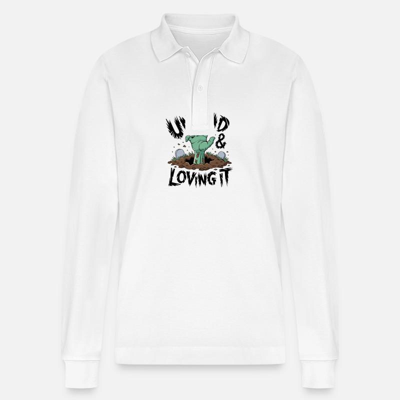Zombie-Hand - Undead & Loving It - Stanley/Stella Unisex Bio-Langarm-Poloshirt Prepster - Weiß