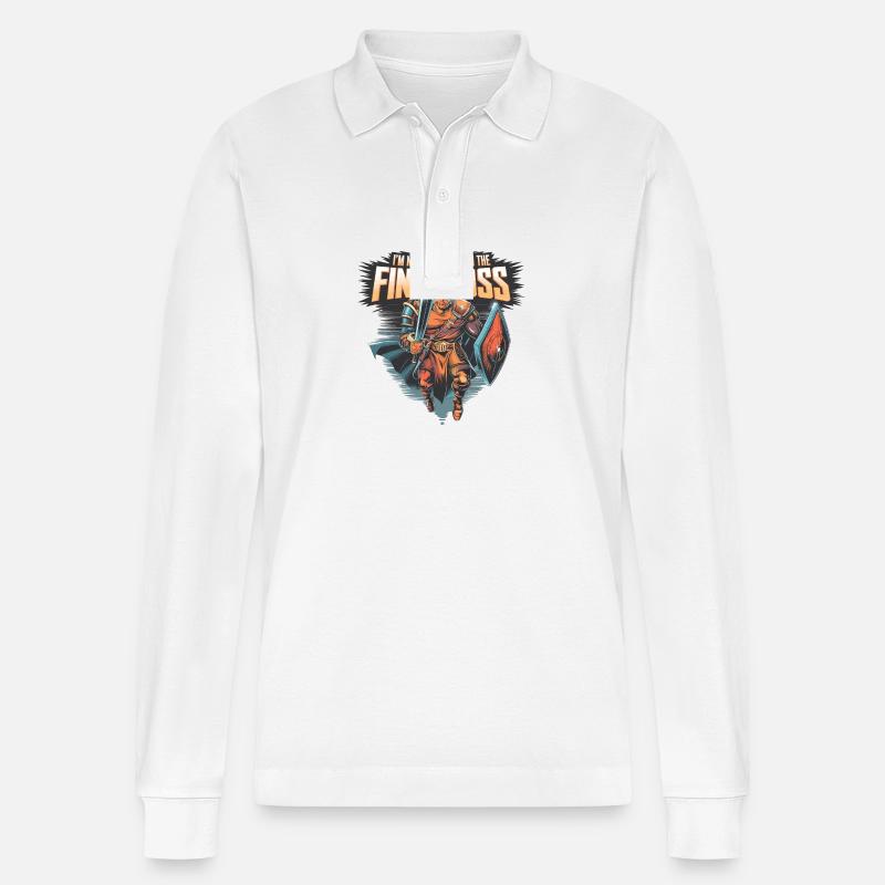 I'm the FinalBoss – Mächtiger Charakter - Stanley/Stella Unisex Bio-Langarm-Poloshirt Prepster - Weiß