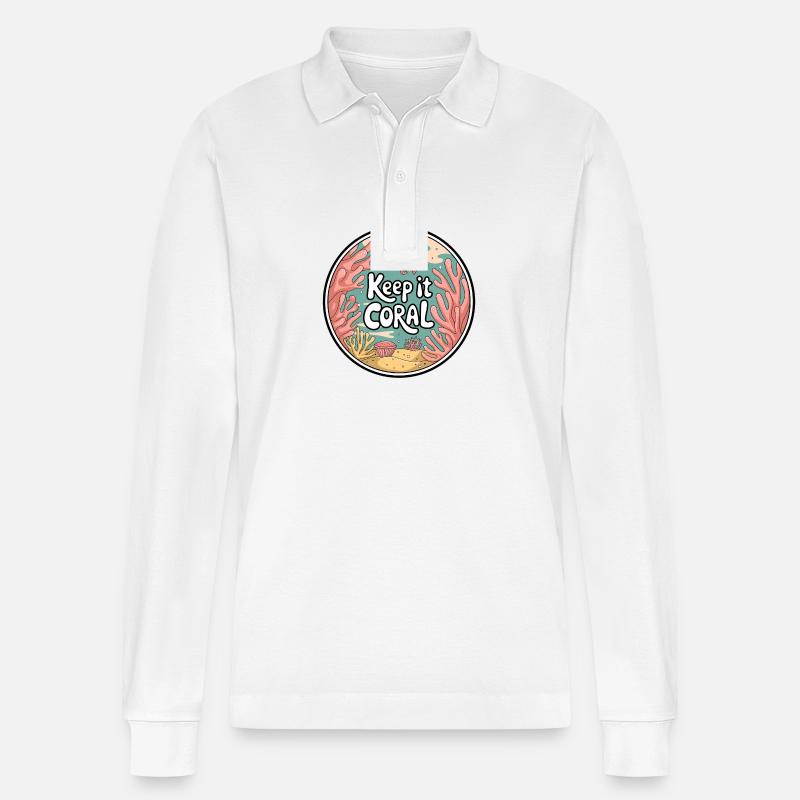 Keep It Coral – Korallenriff Retten, Meeresschutz - Stanley/Stella Unisex Bio-Langarm-Poloshirt Prepster - Weiß
