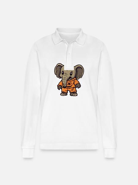 Mammoth Halloween Comic Funny - Stanley/Stella Organic Unisex Long-Sleeved Polo Shirt Prepster - white
