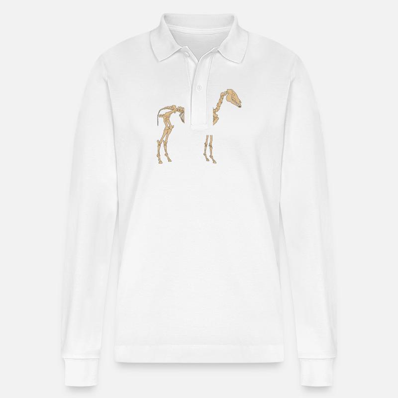 Paläolithisches Skelettpferd - Stanley/Stella Unisex Bio-Langarm-Poloshirt Prepster - Weiß