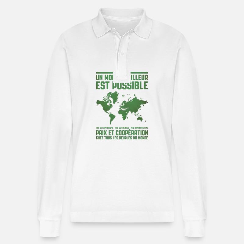 Un monde meilleur 2 - Stanley/Stella Unisex Bio-Langarm-Poloshirt Prepster - Weiß