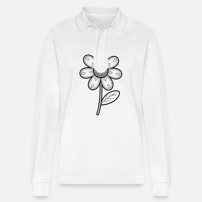 Gänseblümchen - Stanley/Stella Unisex Bio-Langarm-Poloshirt Prepster - Weiß