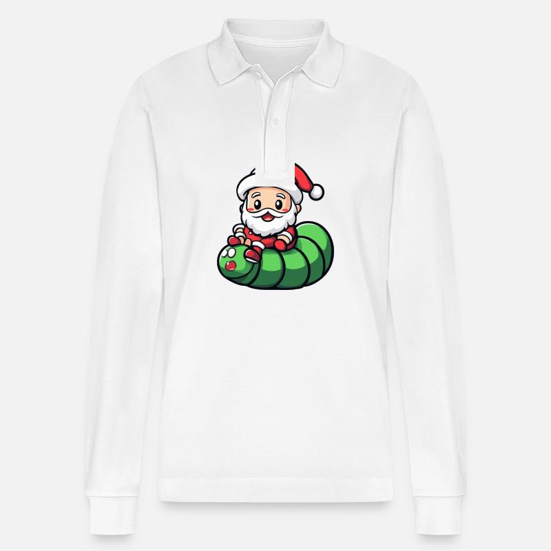 Wurm Weihnachtsmann - Stanley/Stella Unisex Bio-Langarm-Poloshirt Prepster - Weiß