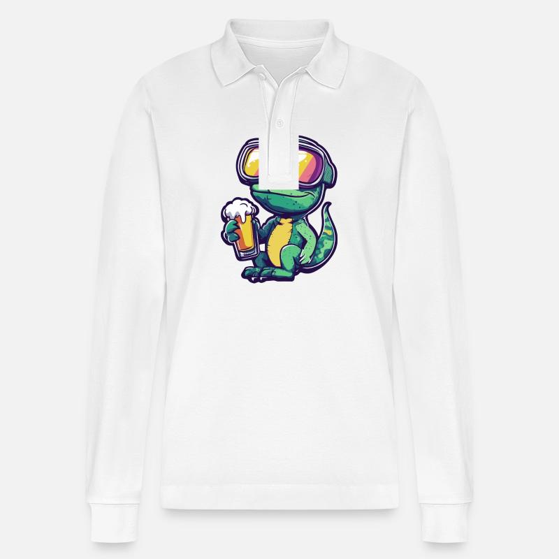 Chameleon Ski Bier - Stanley/Stella Unisex Bio-Langarm-Poloshirt Prepster - Weiß