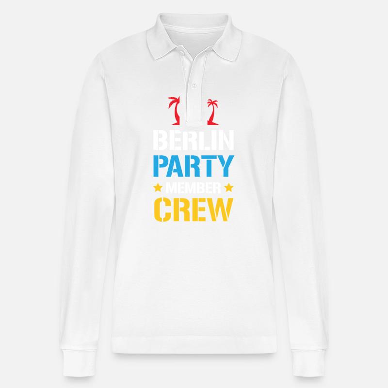 Berlin Party Crew - Stanley/Stella Unisex Bio-Langarm-Poloshirt Prepster - Weiß