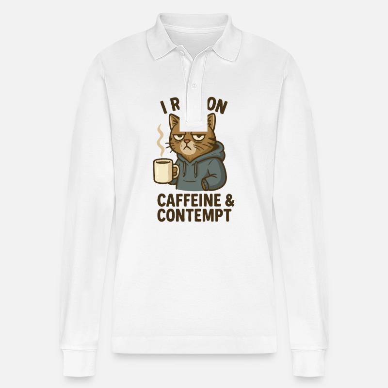 Kaffe Katze - Stanley/Stella Unisex Bio-Langarm-Poloshirt Prepster - Weiß