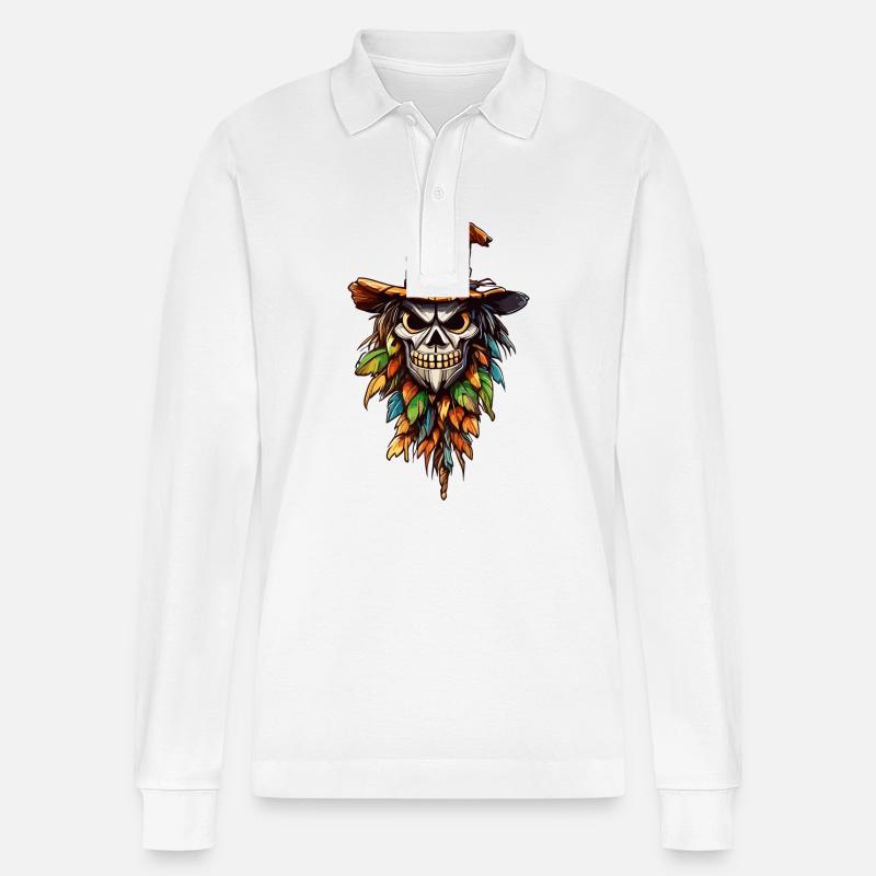 Vogelscheuche / Erntehelfer / Maisfeld / Feld - Stanley/Stella Unisex Bio-Langarm-Poloshirt Prepster - Weiß