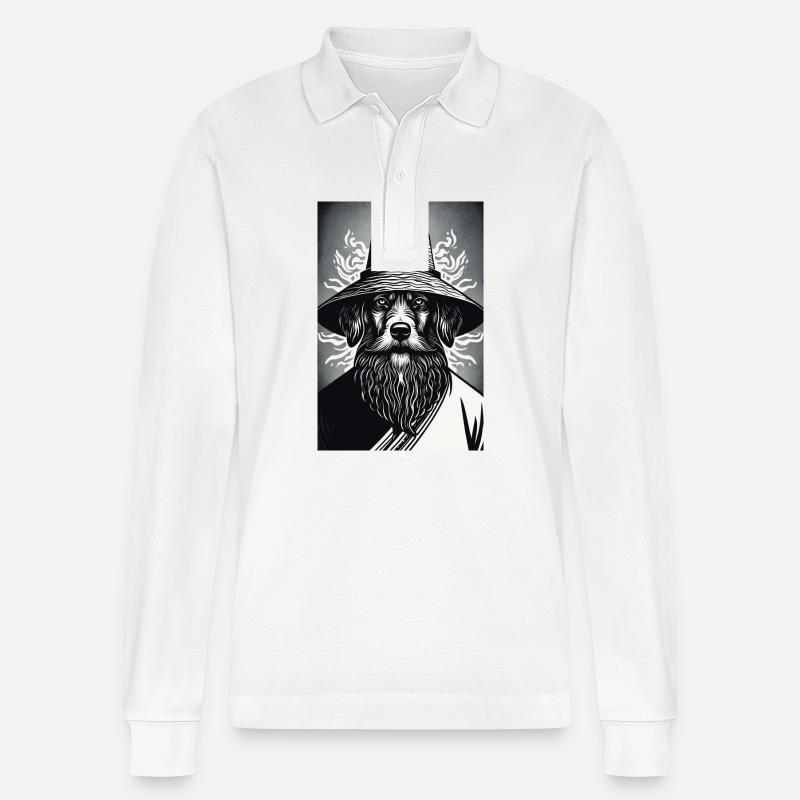 Der wachsame Hund - Stanley/Stella Unisex Bio-Langarm-Poloshirt Prepster - Weiß