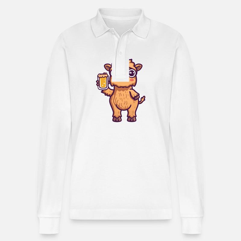 Kamel Bier Comic Party - Stanley/Stella Unisex Bio-Langarm-Poloshirt Prepster - Weiß