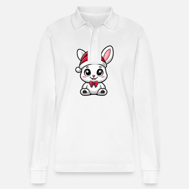 Lapin Noël Noël - Polo à manches longues bio PREPSTER Stanley/Stella Unisexe - blanc