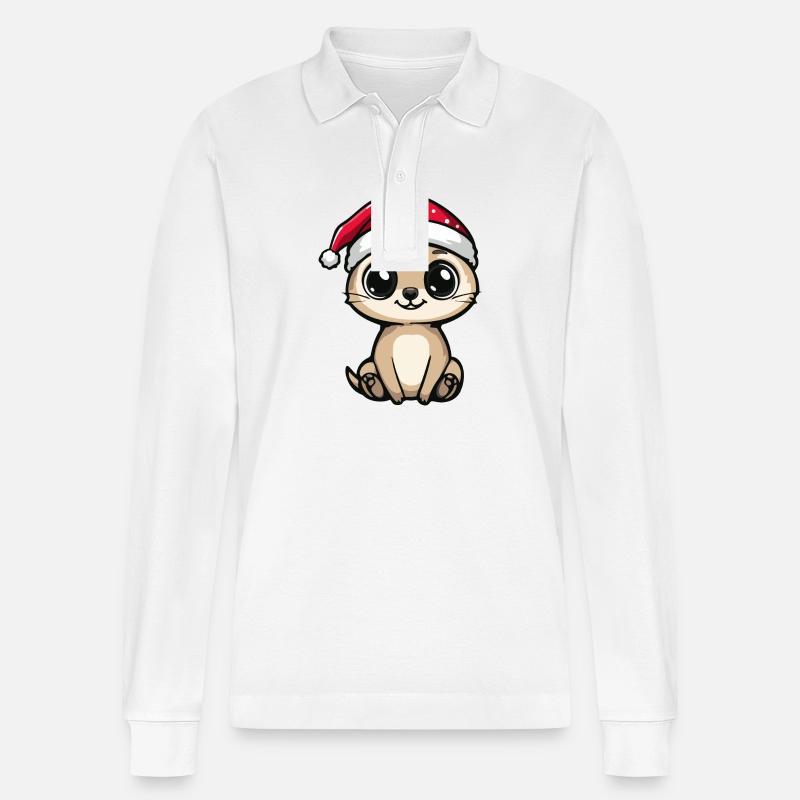 Erdmännchen Weihnachten Niedlich - Stanley/Stella Unisex Bio-Langarm-Poloshirt Prepster - Weiß