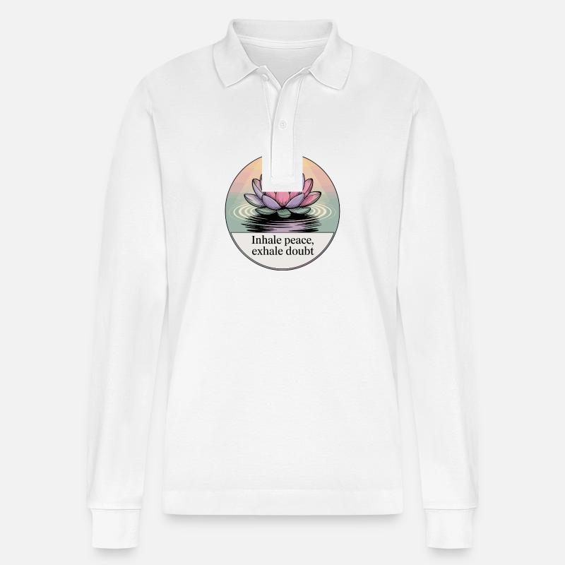 Inhale Peace, Exhale Doubt - Stanley/Stella Unisex Bio-Langarm-Poloshirt Prepster - Weiß