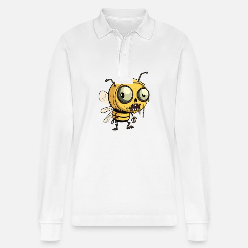 Biene Halloween Comic Lustig - Stanley/Stella Unisex Bio-Langarm-Poloshirt Prepster - Weiß