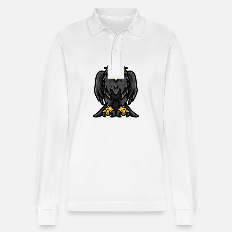 Harpyie Vogel Comic Krone - Stanley/Stella Unisex Bio-Langarm-Poloshirt Prepster - Weiß