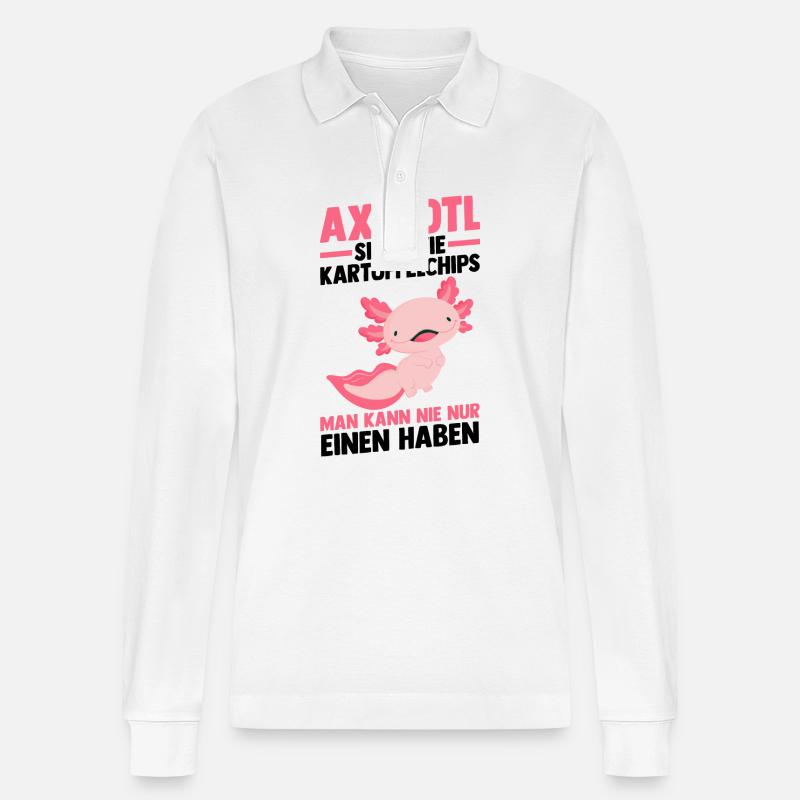 Axolotl - Stanley/Stella Unisex Bio-Langarm-Poloshirt Prepster - Weiß