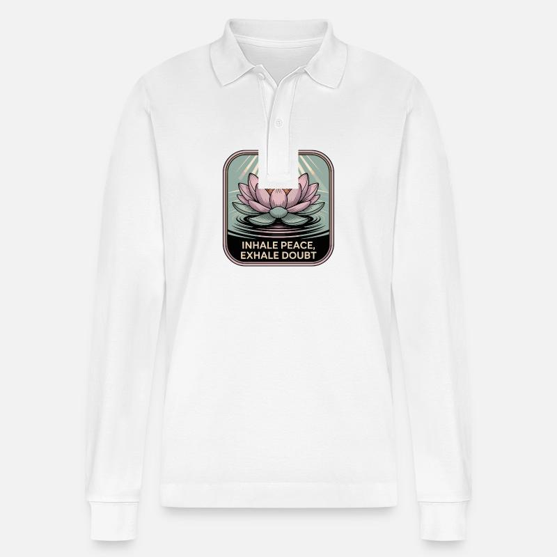 Inhale Peace, Exhale Doubt - Stanley/Stella Unisex Bio-Langarm-Poloshirt Prepster - Weiß