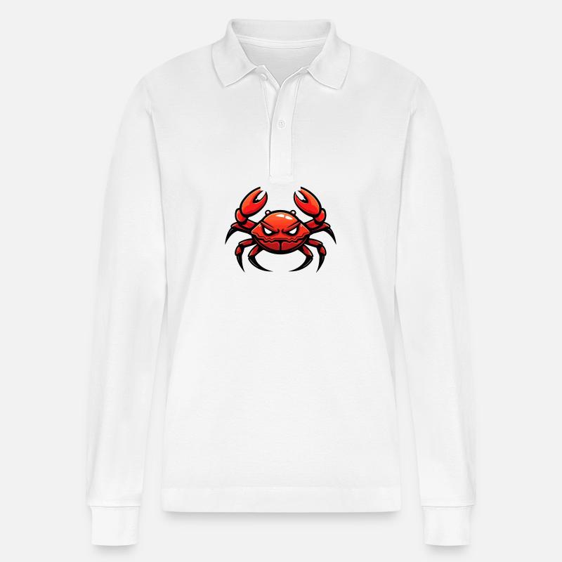 Krebs Krabbe Comic - Stanley/Stella Unisex Bio-Langarm-Poloshirt Prepster - Weiß