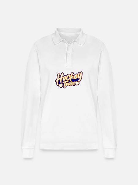 Hockey Team - Stanley/Stella Organic Unisex Long-Sleeved Polo Shirt Prepster - white