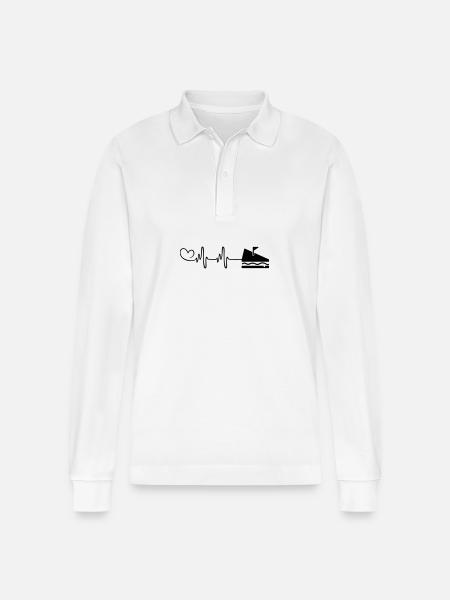 Sandwich Puls Herz - Stanley/Stella Unisex Bio-Langarm-Poloshirt Prepster - Weiß