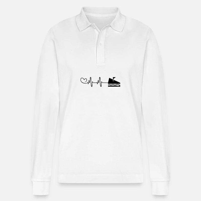 Sandwich Puls Herz - Stanley/Stella Unisex Bio-Langarm-Poloshirt Prepster - Weiß