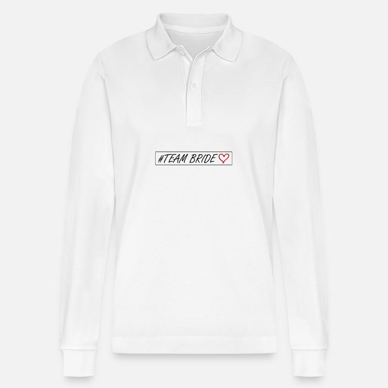 Team Bride Herz - Stanley/Stella Unisex Bio-Langarm-Poloshirt Prepster - Weiß