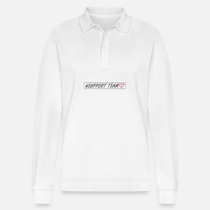 Support Team Herz - Stanley/Stella Unisex Bio-Langarm-Poloshirt Prepster - Weiß