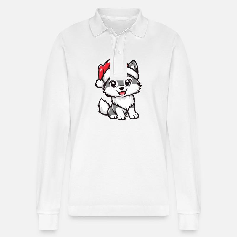Loup Noël Mignon - Polo à manches longues bio PREPSTER Stanley/Stella Unisexe - blanc