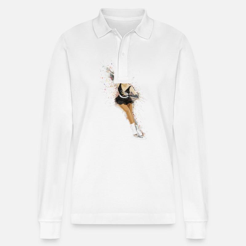 Dynamisches Eiskunstlaufen für einen - Stanley/Stella Unisex Bio-Langarm-Poloshirt Prepster - Weiß