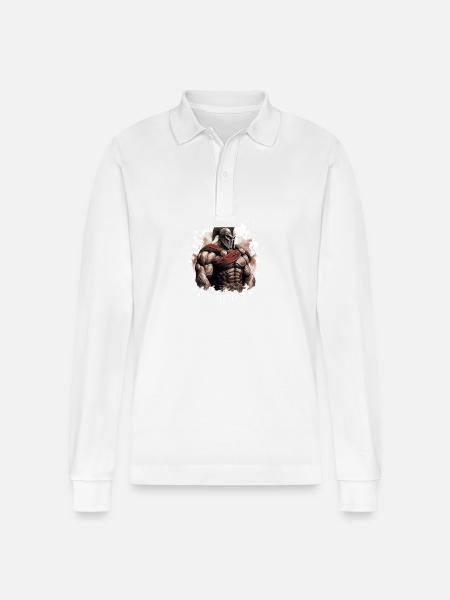 Spartan Muscles Gladiator Gym - Stanley/Stella Organic Unisex Long-Sleeved Polo Shirt Prepster - white