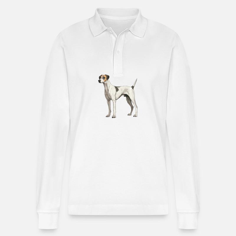 Greyhound Hund Tier - Stanley/Stella Unisex Bio-Langarm-Poloshirt Prepster - Weiß