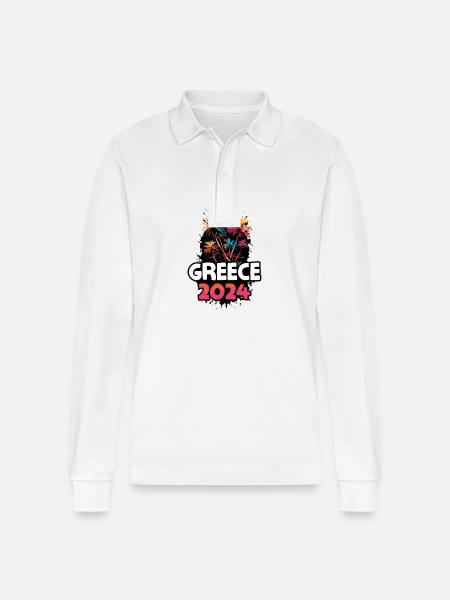 Greece Party Crew - Stanley/Stella Organic Unisex Long-Sleeved Polo Shirt Prepster - white