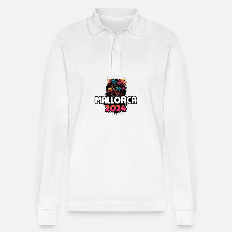 Mallorca Party Crew - Stanley/Stella Unisex Bio-Langarm-Poloshirt Prepster - Weiß