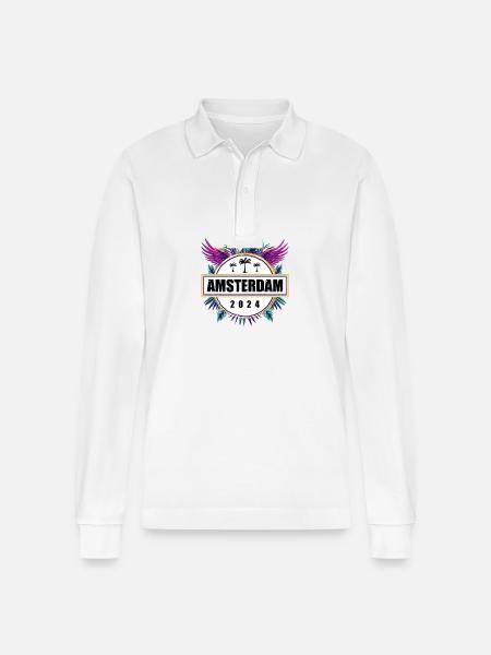 Amsterdam 2024 Team - Stanley/Stella Unisex Bio-Langarm-Poloshirt Prepster - Weiß