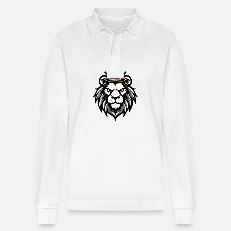 Löwe Kopf Krone - Stanley/Stella Unisex Bio-Langarm-Poloshirt Prepster - Weiß