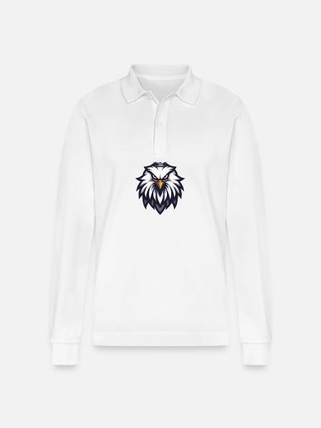 Eagle Head Crown - Stanley/Stella Organic Unisex Long-Sleeved Polo Shirt Prepster - white