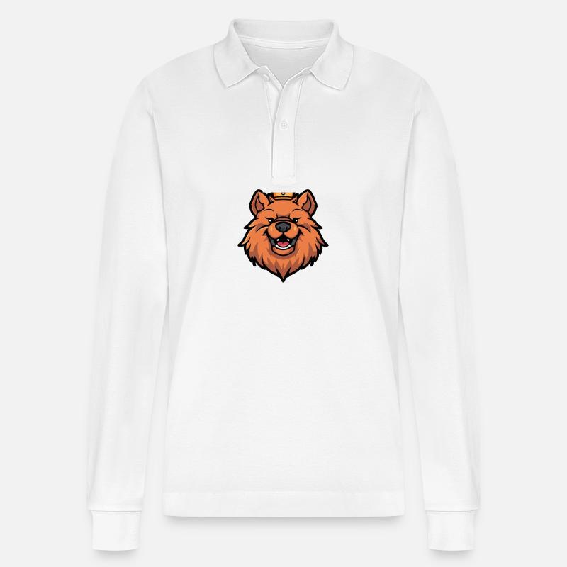 Chow Chow Hund Krone - Stanley/Stella Unisex Bio-Langarm-Poloshirt Prepster - Weiß
