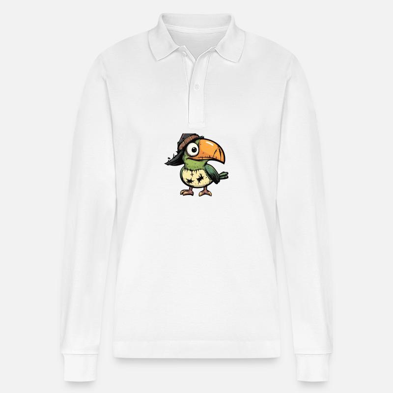 Tukan Vogel Halloween Comic Lustig - Stanley/Stella Unisex Bio-Langarm-Poloshirt Prepster - Weiß