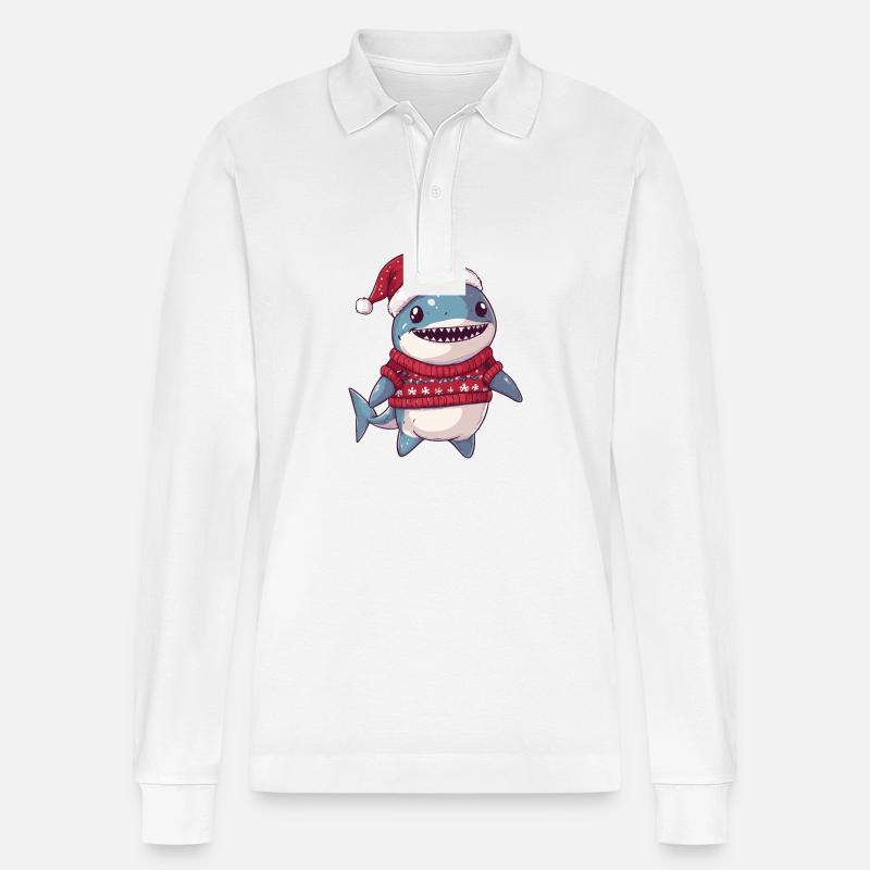 Hai Weihnachten Comic - Stanley/Stella Unisex Bio-Langarm-Poloshirt Prepster - Weiß
