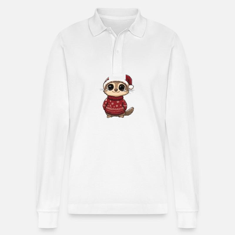 Erdmännchen Weihnachten Comic - Stanley/Stella Unisex Bio-Langarm-Poloshirt Prepster - Weiß