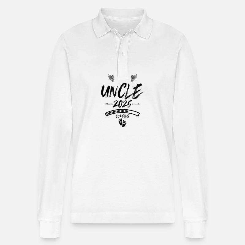 Onkel 2025 Loading Spruch - Stanley/Stella Unisex Bio-Langarm-Poloshirt Prepster - Weiß