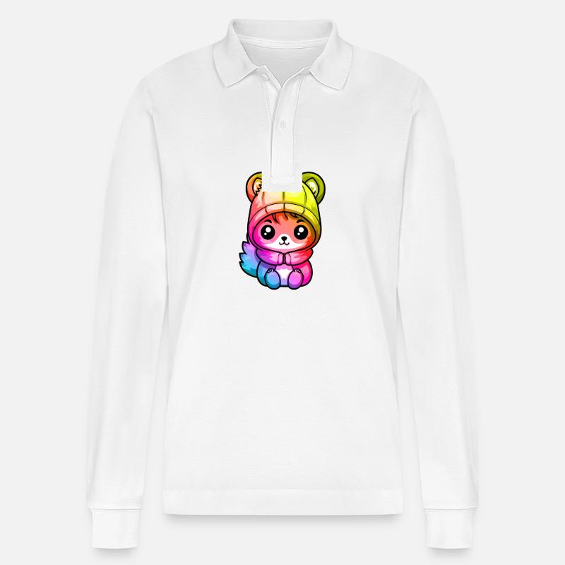Eichhörnchen Winter Tier Bunt Comic - Stanley/Stella Unisex Bio-Langarm-Poloshirt Prepster - Weiß