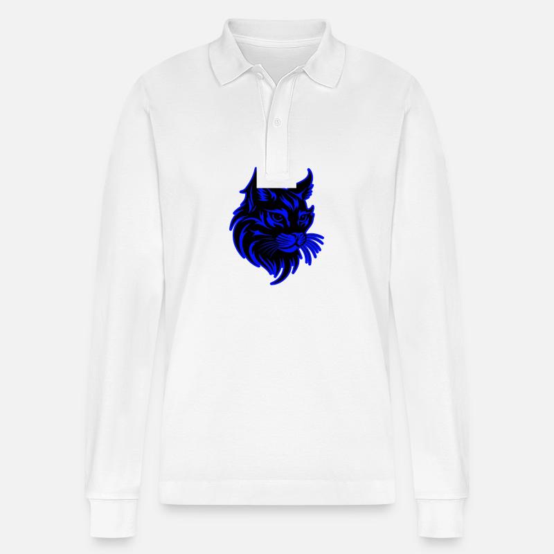 Katze Tier Porträt - Stanley/Stella Unisex Bio-Langarm-Poloshirt Prepster - Weiß
